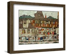 House with Drying Laundry, 1917-Egon Schiele-Framed Giclee Print
