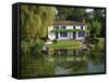 House with Pond in Garden, Coulon, Marais Poitevin, Poitou Charentes, France, Europe-Miller John-Framed Stretched Canvas