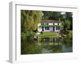 House with Pond in Garden, Coulon, Marais Poitevin, Poitou Charentes, France, Europe-Miller John-Framed Photographic Print