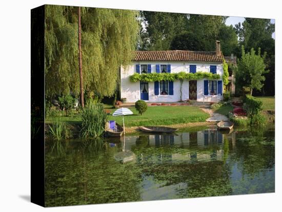 House with Pond in Garden, Coulon, Marais Poitevin, Poitou Charentes, France, Europe-Miller John-Stretched Canvas