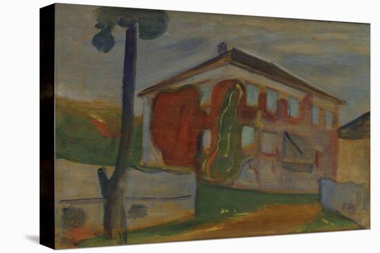 House with Red Virginia Creeper, C.1900 (Oil on Board)-Edvard Munch-Stretched Canvas