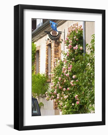 House with Rose Bushes and Wrought Iron Sign, Hautvillers, Vallee De La Marne, Champagne, France-Per Karlsson-Framed Photographic Print