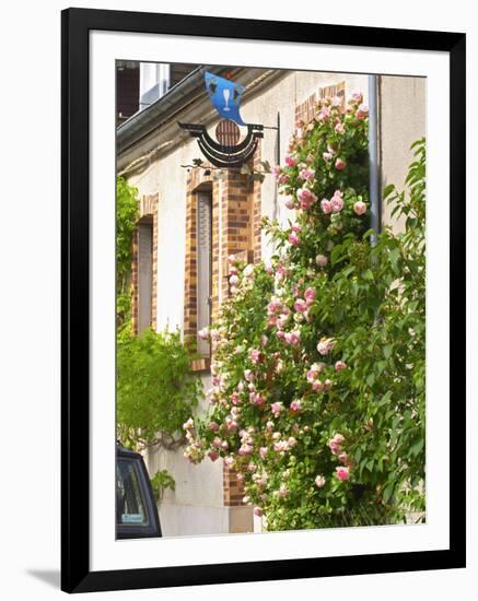 House with Rose Bushes and Wrought Iron Sign, Hautvillers, Vallee De La Marne, Champagne, France-Per Karlsson-Framed Photographic Print