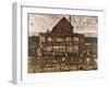 House with Shingle Roof (Old House Ii) - Schiele, Egon (1890-1918) - 1911 - Oil on Canvas - 110X140-Egon Schiele-Framed Giclee Print