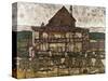 House with Shingle Roof (Old House II)-Egon Schiele-Stretched Canvas