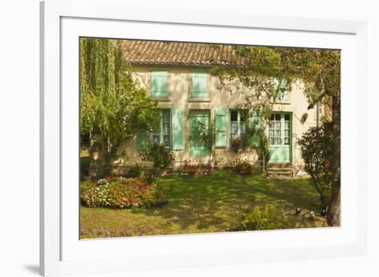 House with typical regional green shutters in the Marais Poitevin (Green Venice) wetlands, Arcais, -Robert Francis-Framed Photographic Print