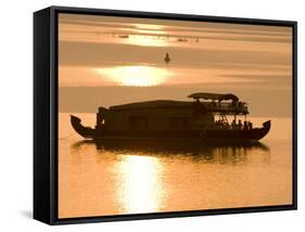 Houseboat at Dusk in Ashtamudi Lake, Kollam, Kerala, India, Asia-null-Framed Stretched Canvas