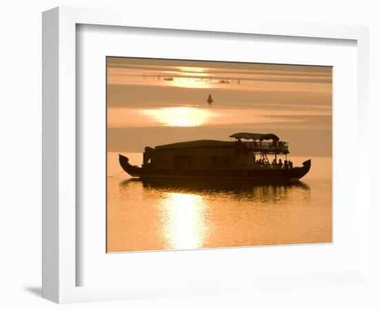 Houseboat at Dusk in Ashtamudi Lake, Kollam, Kerala, India, Asia-null-Framed Photographic Print