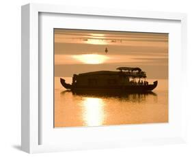 Houseboat at Dusk in Ashtamudi Lake, Kollam, Kerala, India, Asia-null-Framed Photographic Print