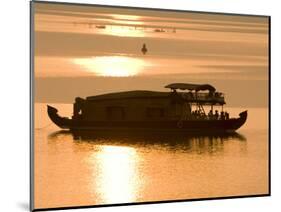 Houseboat at Dusk in Ashtamudi Lake, Kollam, Kerala, India, Asia-null-Mounted Photographic Print