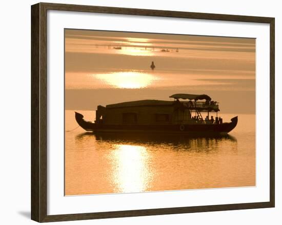 Houseboat at Dusk in Ashtamudi Lake, Kollam, Kerala, India, Asia-null-Framed Photographic Print