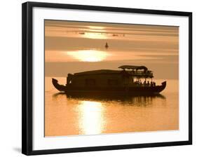 Houseboat at Dusk in Ashtamudi Lake, Kollam, Kerala, India, Asia-null-Framed Photographic Print