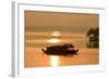 Houseboat at Dusk in Ashtamudi Lake, Kollam, Kerala, India, Asia-Balan Madhavan-Framed Photographic Print