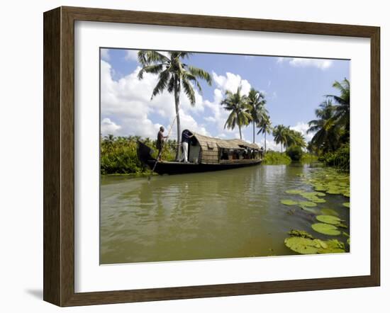 Houseboat in Murinjapuzha, Near Vaikom, Kerala, India-Balan Madhavan-Framed Photographic Print