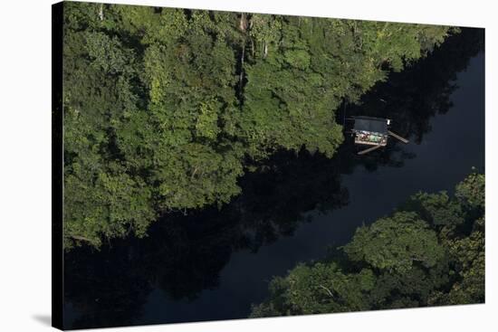 Houseboat on River. Potaro-Siparuni Region. Brazil, Guyana Border, Guyana-Pete Oxford-Stretched Canvas