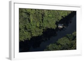 Houseboat on River. Potaro-Siparuni Region. Brazil, Guyana Border, Guyana-Pete Oxford-Framed Photographic Print