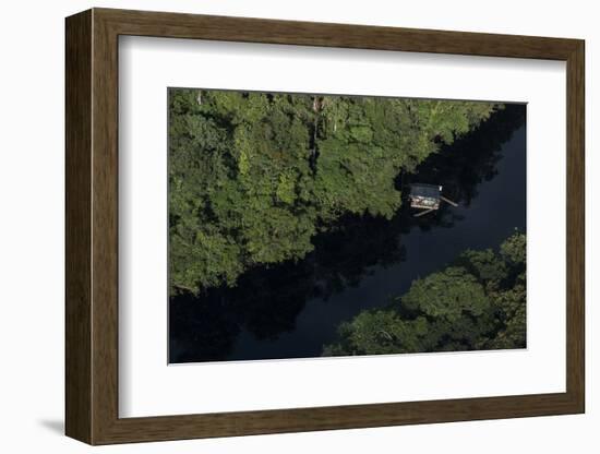 Houseboat on River. Potaro-Siparuni Region. Brazil, Guyana Border, Guyana-Pete Oxford-Framed Photographic Print