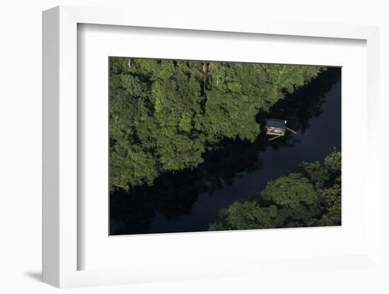 Houseboat on River. Potaro-Siparuni Region. Brazil, Guyana Border, Guyana-Pete Oxford-Framed Photographic Print