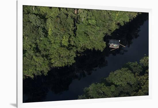 Houseboat on River. Potaro-Siparuni Region. Brazil, Guyana Border, Guyana-Pete Oxford-Framed Photographic Print