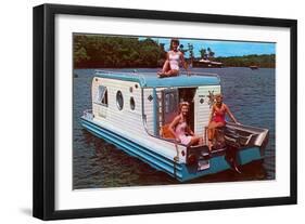 Houseboat with Bathing Beauties-null-Framed Art Print