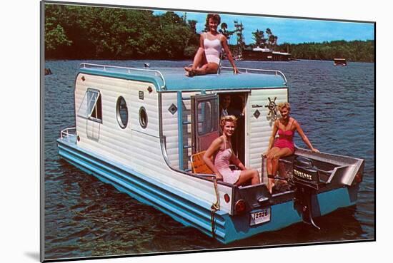 Houseboat with Bathing Beauties-null-Mounted Art Print