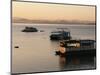 Houseboats at Dawn at Cutty Sark Hotel Marina, Lake Kariba, Zimbabwe, Africa-David Poole-Mounted Photographic Print