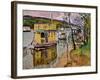 Houseboats, Loch Lomond (Oil on Canvas)-George Leslie Hunter-Framed Giclee Print