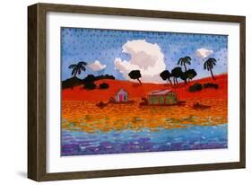 Houseboats on the Amazon River-John Newcomb-Framed Giclee Print