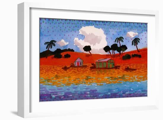 Houseboats on the Amazon River-John Newcomb-Framed Giclee Print