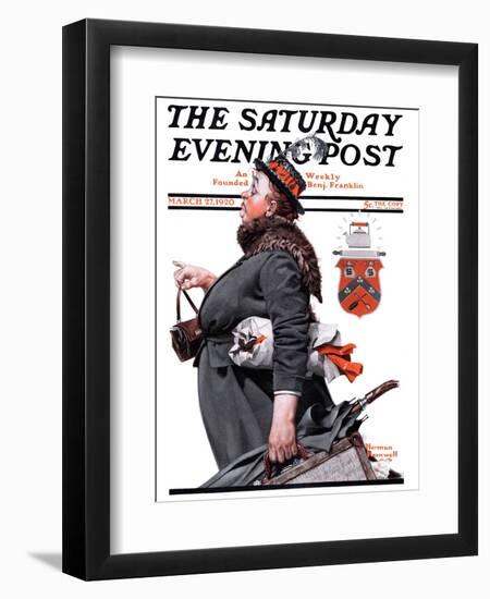 "Housekeeper" Saturday Evening Post Cover, March 27,1920-Norman Rockwell-Framed Premium Giclee Print