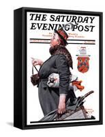 "Housekeeper" Saturday Evening Post Cover, March 27,1920-Norman Rockwell-Framed Stretched Canvas