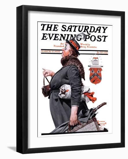 "Housekeeper" Saturday Evening Post Cover, March 27,1920-Norman Rockwell-Framed Giclee Print