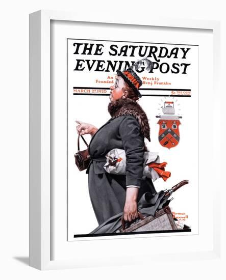 "Housekeeper" Saturday Evening Post Cover, March 27,1920-Norman Rockwell-Framed Giclee Print