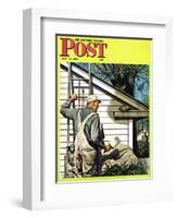 "Housepainter and Bird's Nest," Saturday Evening Post Cover, May 12, 1945-Stevan Dohanos-Framed Giclee Print