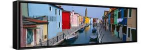 Houses Along a Canal, Burano, Venice, Veneto, Italy-null-Framed Stretched Canvas