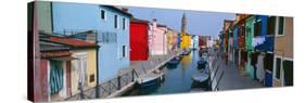 Houses Along a Canal, Burano, Venice, Veneto, Italy-null-Stretched Canvas