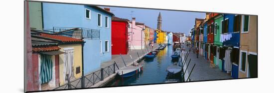 Houses Along a Canal, Burano, Venice, Veneto, Italy-null-Mounted Photographic Print