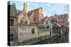 Houses Along a Canal, Historic Center of Bruges, UNESCO World Heritage Site, Belgium, Europe-G&M-Stretched Canvas