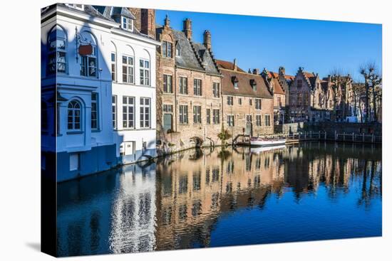 Houses Along a Channel, Historic Center of Bruges, UNESCO World Heritage Site, Belgium, Europe-G&M-Stretched Canvas