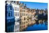 Houses Along a Channel, Historic Center of Bruges, UNESCO World Heritage Site, Belgium, Europe-G&M-Stretched Canvas