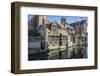 Houses Along a Channel, Historic Center of Bruges, UNESCO World Heritage Site, Belgium, Europe-G&M-Framed Photographic Print