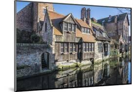 Houses Along a Channel, Historic Center of Bruges, UNESCO World Heritage Site, Belgium, Europe-G&M-Mounted Photographic Print