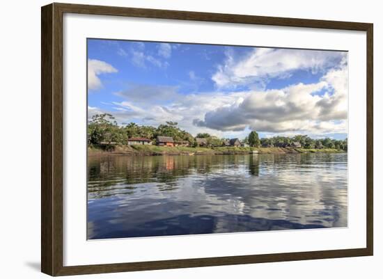 Houses along a riverbank in the Amazon basin, Peru.-Tom Norring-Framed Photographic Print