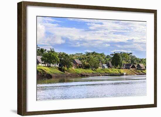 Houses along a riverbank in the Amazon basin, Peru.-Tom Norring-Framed Photographic Print