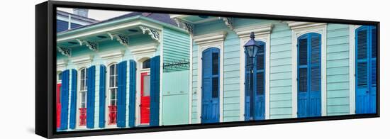 Houses along a street, French Quarter, New Orleans, Louisiana, USA-null-Framed Stretched Canvas