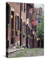 Houses Along Acorn Street, Boston, Massachusetts, USA-Walter Bibikow-Stretched Canvas