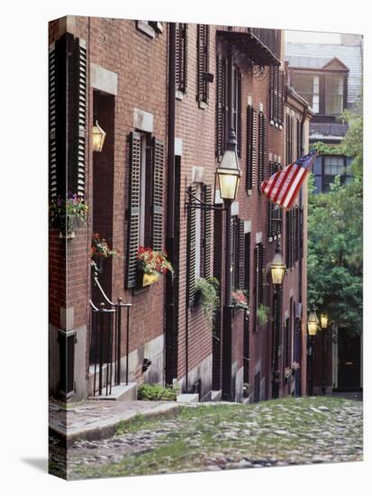 Houses Along Acorn Street, Boston, Massachusetts, USA-Walter Bibikow-Stretched Canvas