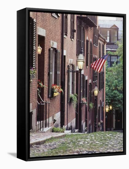 Houses Along Acorn Street, Boston, Massachusetts, USA-Walter Bibikow-Framed Stretched Canvas