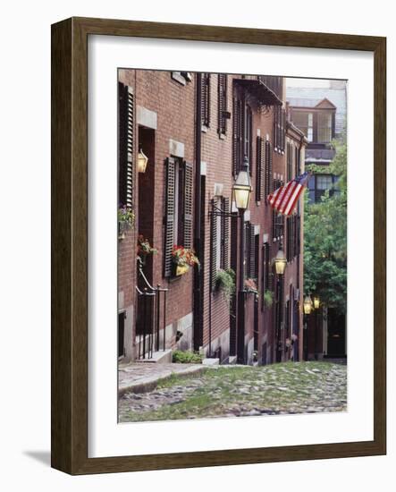 Houses Along Acorn Street, Boston, Massachusetts, USA-Walter Bibikow-Framed Photographic Print