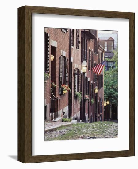 Houses Along Acorn Street, Boston, Massachusetts, USA-Walter Bibikow-Framed Photographic Print